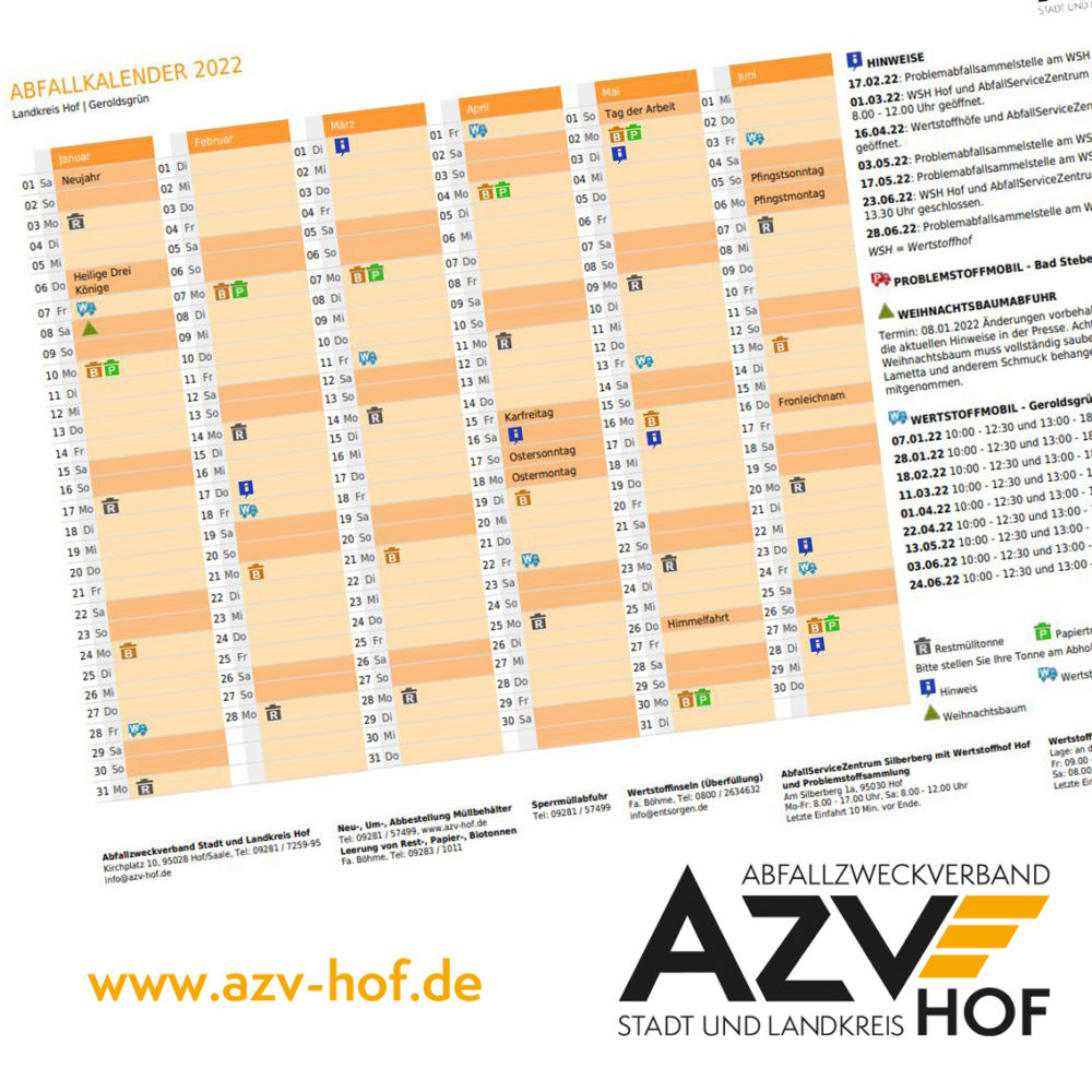 Online-Abfuhrkalender Für Zu Hause Und Unterwegs - Landkreis Hof