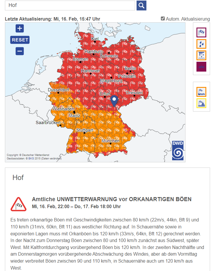 Orkanböen: Amtliche Unwetterwarnung Für 16. Und 17. Februar 2022 ...